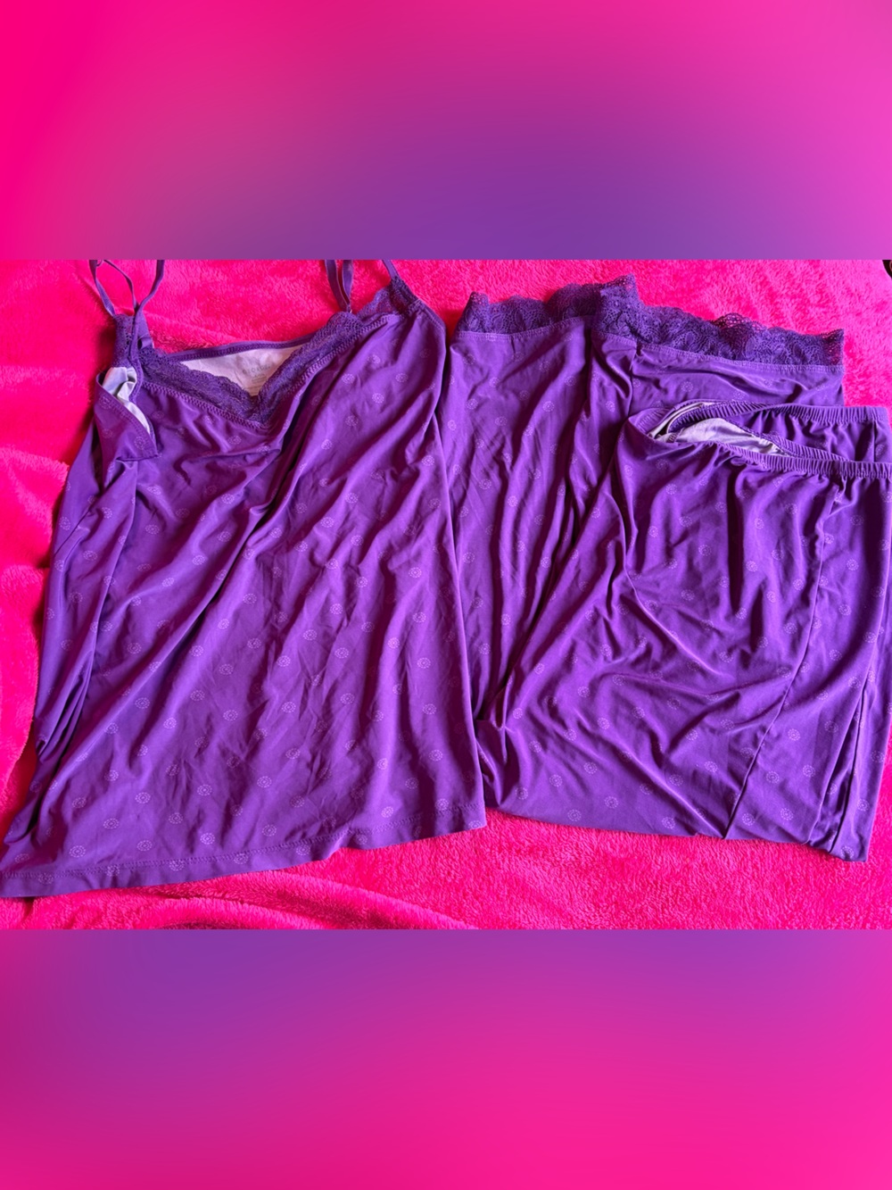 George Purple Lace-Trim Pajama Set
